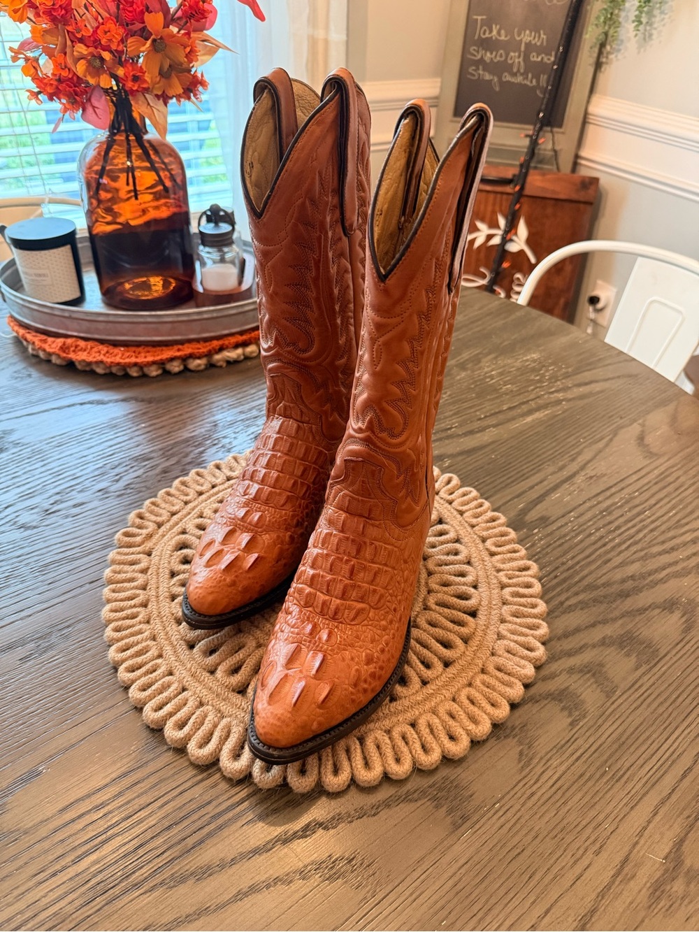 Vintage Dan Post Exotic Carmen Crocodile Hornback Boots Sz 7